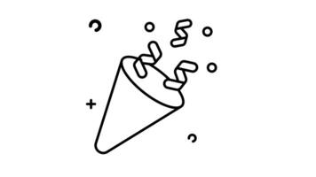 Confetti popper line art animated icon. Motion graphic animation happy new year themed video