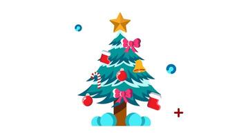 Xmas tree sign animated icon. Motion graphic animation winter themed video