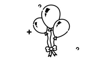 Balloon line art animated icon. Motion graphic animation happy new year themed video