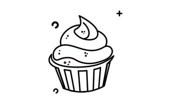 Cake line art animated icon. Motion graphic animation happy new year themed video