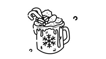 Drink with candy line animated icon. Motion graphic animation christmas themed video