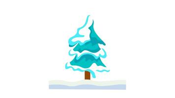 Blizzard with tree animated icon. Motion graphic animation winter themed video