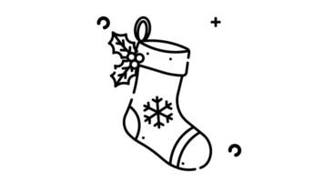 Sock line animated icon. Motion graphic animation christmas themed video
