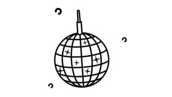 Disco line art animated icon. Motion graphic animation happy new year themed video