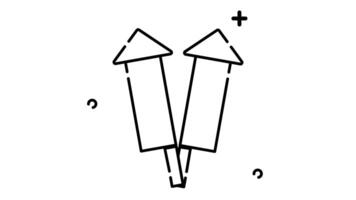 Firecracker line art animated icon. Motion graphic animation happy new year themed video