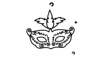 Purim mask line art animated icon. Motion graphic animation happy new year themed video