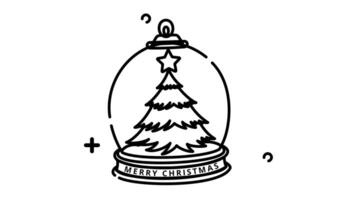 Christmas globe with pine tree line animated icon. Motion graphic animation christmas themed video