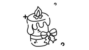 Candle with bow tie line animated icon. Motion graphic animation christmas themed video