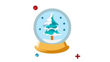 Snow globe with tree animated icon. Motion graphic animation winter themed video