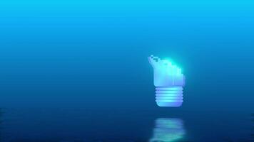 Animated digital bulb glitch, animated neon blue modern light bulb suitable for creative concepts, innovation, ideas, solutions, technological developments, and brainstorming. video