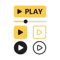 Play button icon in flat style. Music player illustration on isolated background. Playback interface sign business concept. vector