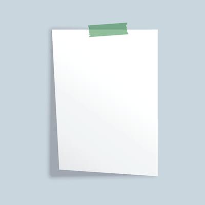 White sheet of paper in flat style. Empty paper note illustration on isolated background. Blank document sign business concept.