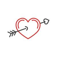 Heart with arrow icon in flat style. Valentines day illustration on isolated background. Amour sign business concept. vector