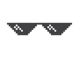 Pixel sunglasses icon in flat style. Glasses illustration on isolated background. Funny accessory sign business concept. vector