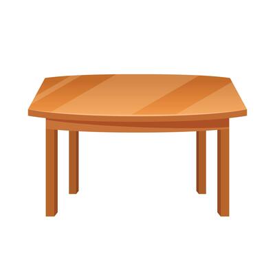 Table furniture icon in flat style. Wooden table illustration on isolated background. Dinner desk sign business concept.
