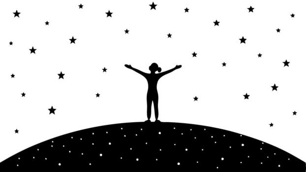 Scenic View with Man on Peak vector