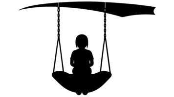 A silhouette of a person on a swing vector