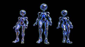 Futuristic humanoid figures in mesmerizing dance loop for creative VJ displays video