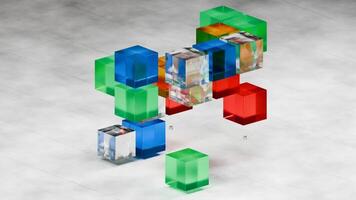 Vivid geometric shapes interact in a colorful abstract visual experience video