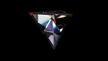 Mesmerizing crystal pyramid spinning through colorful light patterns video
