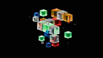 VJ loop of vibrant 3D cubes swirling in dynamic motion and rhythm video