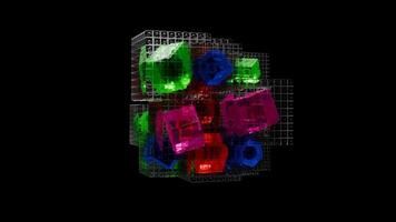 Dynamic geometric shapes pulsating in vivid colors for immersive VJ loops video
