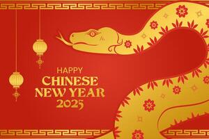 Chinese New Year 2025. Year of the Snake. Golden snake illustration and design. Traditional chinese pattern. Lunar new year concept. Golden lantern illustration. Background design. Chinese envelope vector
