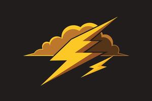 Bold lightning bolt shining over a dark cloud background, illustrating the power of nature and stormy weather conditions vector