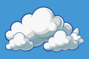 Soft white clouds floating against a bright blue sky during a sunny day in a digital illustration vector