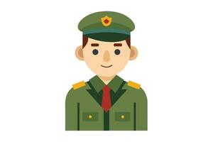 A young soldier in uniform with a cap and badges standing confidently, representing military service and dedication to duty vector