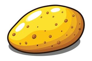 A bright yellow cartoon potato character sitting on a simple gray background with a smooth texture, showcasing its playful and fun design vector
