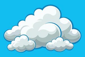 Fluffy white clouds floating against a bright blue sky during a sunny day in a cartoonish style vector