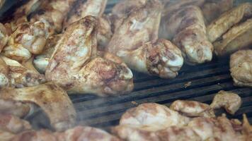 Enjoy scrumptious Grilled Chicken Wings sizzling on a Barbecue Grill, ideal for gatherings video
