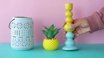 A showcase of colorful and decorative elements displayed against a vibrant and engaging background video