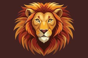 A majestic lion with a vibrant mane adorns a simple background, showcasing its strength and beauty in a captivating illustration vector