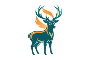 Vibrant stylized deer illustration showcasing intricate design elements with colorful accents in a modern artistic style vector