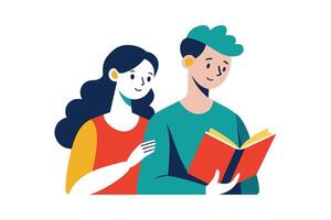 Couple enjoying a cozy reading session together in a bright and cheerful indoor setting during a leisurely afternoon vector