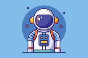 Colorful cartoon astronaut character featured against a light blue background, designed to inspire creativity and exploration of space themes vector