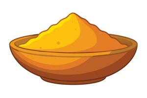 A vibrant bowl of yellow spice sits on a white background, showcasing fine texture and bright color that evokes culinary creativity vector