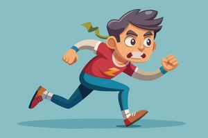 A young boy with a cape runs energetically across a light blue background, showcasing determination and enthusiasm for adventure vector