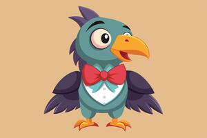 Charming cartoon bird character dressed in formal attire ready for a celebration or event vector