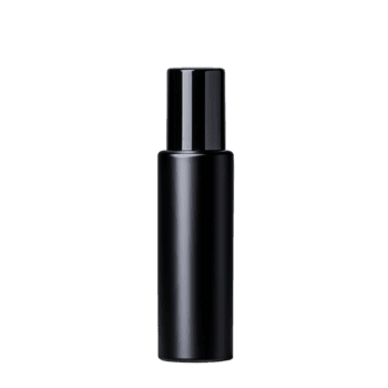 lustroso Preto Cosmético garrafa com transparente fundo png