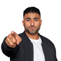 Confident man pointing directly at viewer on transparent background png