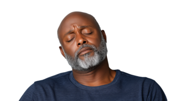 Man with closed eyes expressing calmness on transparent background png