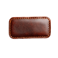 Brown leather patch with intricate stitching on transparent background png