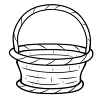 Line wicker basket with a rope isolated png
