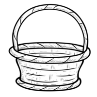 Sketch wicker basket with a rope isolated png