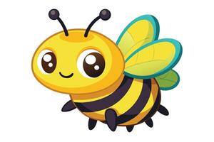 Cute cartoon bee with bright colors and friendly expression flying against a simple white background vector