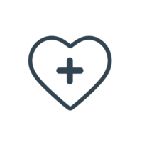 Minimalist Heart Icon with Plus Symbol Representing Addition and Progress png