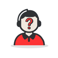 A Customer Support Icon with a Question Mark Symbol Representing Uncertainty Inquiry png